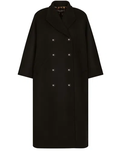 Dolce & Gabbana Double-breasted Coat In Black