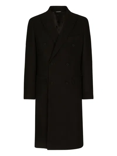 Dolce & Gabbana Double-breasted Coat In Black