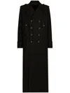 Dolce & Gabbana Long Wool Military-style Coat In Black