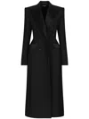Dolce & Gabbana Double-breasted Cashmere Baize Coat With Belt In Black