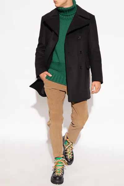 Dolce & Gabbana Double-breasted Coat In Black