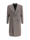Dolce & Gabbana Herringbone Double-breasted Coat In Brown