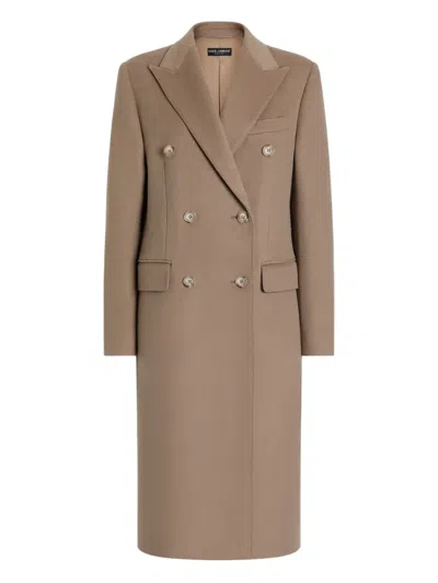 Dolce & Gabbana Double-breasted Coat In Brown