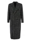 Dolce & Gabbana Double-breasted Long Coat Side Pockets In Gray