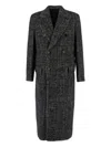 Dolce & Gabbana Double-breasted Long Coat Side Pockets In Gray