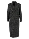 Dolce & Gabbana Double-breasted Long Coat Side Pockets In Gray
