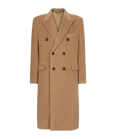 Dolce & Gabbana Double-breasted Coat In Light Brown