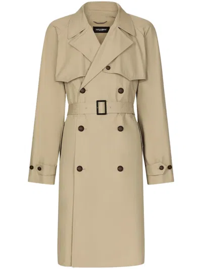Dolce & Gabbana Full Trench Coat In Neutral
