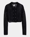 Dolce & Gabbana Double-breasted Crochet Knit Crop Jacket In Black