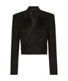 Dolce & Gabbana Virgin Wool-blend Cropped Blazer In Black