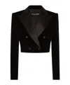 Dolce & Gabbana Cropped Cotton-blend Tuxedo Jacket In Black