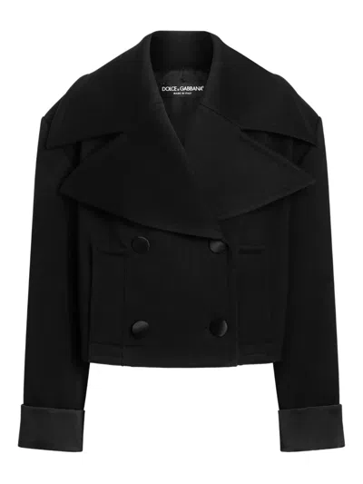 Dolce & Gabbana Double-breasted Cropped Jacket In Black