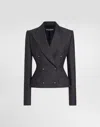 Dolce & Gabbana Double-breasted Dolce Jacket With Dg-branded Buttons In Grey
