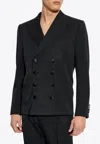 Dolce & Gabbana Double-breasted Embroidered Wool Jacket In Black