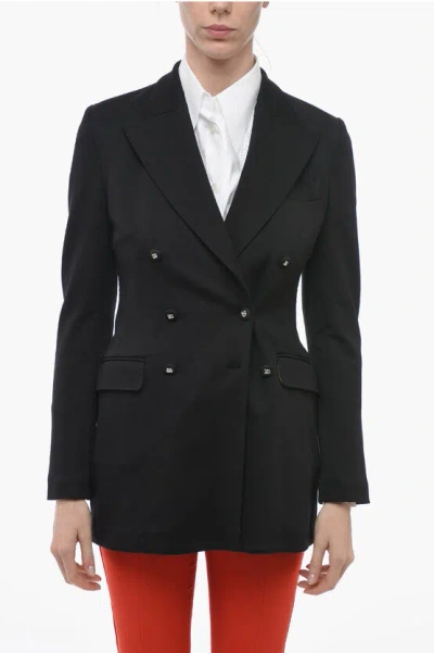 Dolce & Gabbana Double-breasted Half-lined Blazer With Peak Lapel In Black
