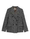 Dolce & Gabbana Herringbone Double-breasted Blazer In Black