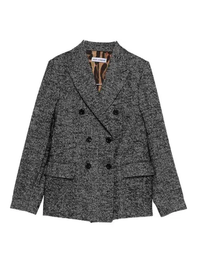 DOLCE & GABBANA DOUBLE-BREASTED HERRINGBONE BLAZER
