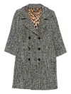 Dolce & Gabbana Double-breasted Herringbone Coat In Gray