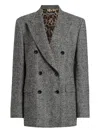 Dolce & Gabbana Double-breasted Herringbone Jacket With Animal Print Lining Clothing