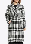Dolce & Gabbana Black And White Coat With All-over Check Motiv In Wool Blend Woman