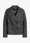Dolce & Gabbana Houndstooth Double-breasted Long Sleeve Jacket In Black