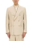 Dolce & Gabbana Linen Beige Double Breasted Jacket In Beige