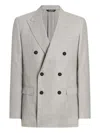 Dolce & Gabbana Linen Double-breasted Jacket Jackets Grey In Gray