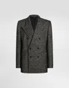 Dolce & Gabbana Double-breasted Jacket In Chevronwool In Black