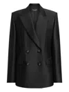 Dolce & Gabbana Tech-gabardine Double-breasted Blazer With Satin Peak Lapel In Black