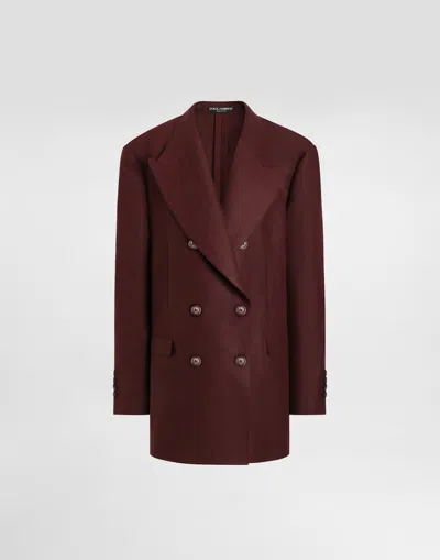 Dolce & Gabbana Double-breasted Jacket In Sartorial Linen Canvas In Brown