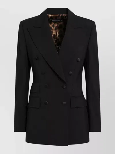 Dolce & Gabbana Double Breasted Jacket Structured Shoulders Lapels In Black