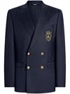 Dolce & Gabbana Men Double-breasted Wool Jacket With Patch