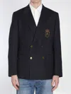 Dolce & Gabbana Double-breasted Jacket With Patch In Blue