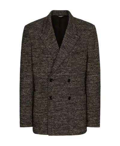 Dolce & Gabbana Double-breasted Jersey Blazer In Black