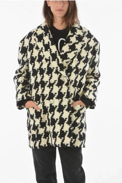 Dolce & Gabbana Double-breasted Jewel Button Macro Houndstooth Coat