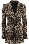 DOLCE & GABBANA DOUBLE-BREASTED KNIT JACKET IN ANIMALIER PRINT FOR WOMEN