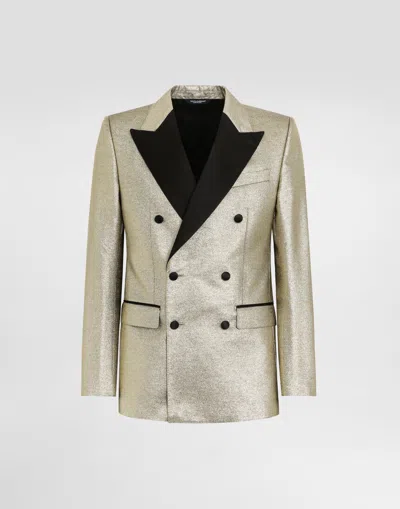 Dolce & Gabbana Double-breasted Lamé Jacquard Tuxedo Jacket In Gold