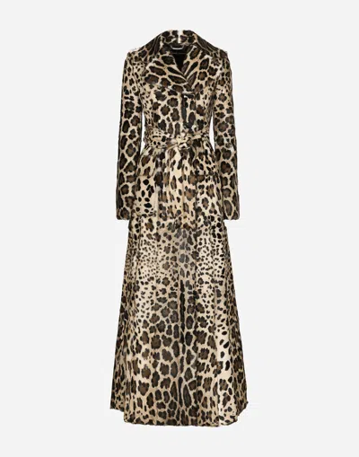 DOLCE & GABBANA DOUBLE-BREASTED LEOPARD-PRINT GOATSKIN COAT WITH BELT