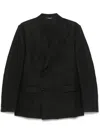 Dolce & Gabbana Double-breasted Linen Blazer In Black