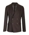 Dolce & Gabbana Double-breasted Linen Blazer In Brown
