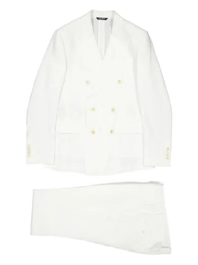 Dolce & Gabbana Double-breasted Linen Blazer In White