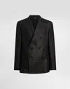 Dolce & Gabbana Double-breasted Linen Fabric Jacket In Black