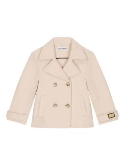 DOLCE & GABBANA DOUBLE-BREASTED LOGO-PLAQUE COAT