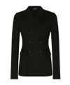 Dolce & Gabbana Double-breasted Technical Cotton Jersey Jacket In Black