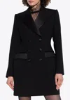 Dolce & Gabbana Double-breasted Long Tuxedo Blazer In Black
