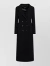 Dolce & Gabbana Double-breasted Long Wool Coat And Pockets In Black