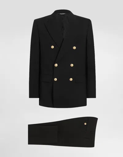 Dolce & Gabbana Double-breasted Martini-fit Wool Suit In Black