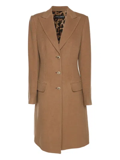 Pre-owned Dolce & Gabbana Double-breasted Mid-length Coat In Brown