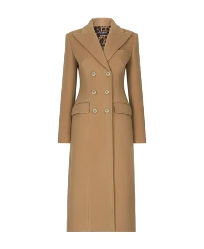 Dolce & Gabbana Double-breasted Midi Coat In Brown