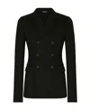 Dolce & Gabbana Double-breasted Technical Cotton Jersey Jacket In Black
